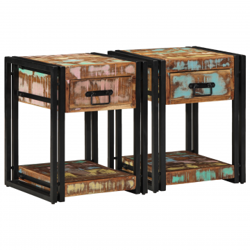Gossi noptiere 2 pcs 40x40x50 cm lemn masiv recuperat Gossi noptiere 2 pcs 40x40x50 cm lemn masiv recuperat