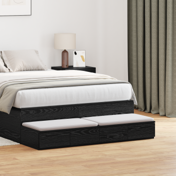 Gossi sertare de pat, negru, 120x36,5x16,5 cm lemn prelucrat Gossi sertare de pat, negru, 120x36,5x16,5 cm lemn prelucrat
