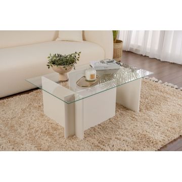 Masuta de cafea, Nordure, Vetrino, Alb din lemn Masuta de cafea, Nordure, Vetrino, Alb din lemn