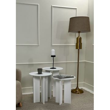Set masuta de cafea, Rotexa, Leo (55 + 50 + 45), Alb Set masuta de cafea, Rotexa, Leo (55 + 50 + 45), Alb