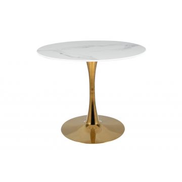 Masa rotunda Espero alb/gold– ø90 / h75 cm