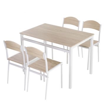 HOMCOM Masa cu 4 scaune din Metal si MFD, mobilier pentru bucatarie | Aosom Romania