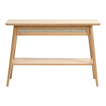 Masă consolă în culoare naturală cu blat cu aspect de lemn de stejar 40x110 cm Barrali – Unique Furniture