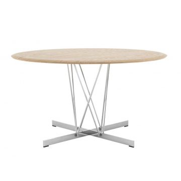 Masa Kartell Viscount of Wood design Philippe Stark  d130 cm  h72cm  baza crom  blat frasin