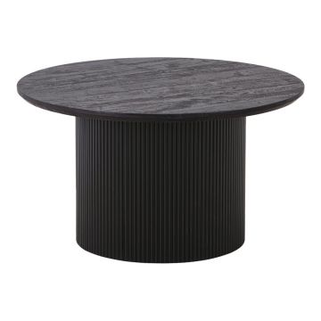 Măsuță de cafea maro închis rotundă cu aspect de lemn de plop ø 80 cm Boavista – House Nordic