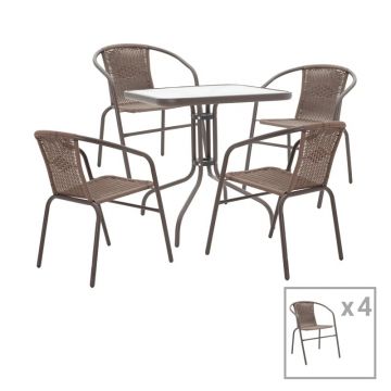 Set 5 buc masă și scaune de grădină Obbi-Watson Maro 80x80x70 cm
