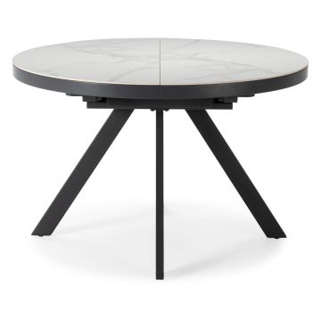 Masă de dining rotundă extensibilă cu blat ceramic cu blat suplimentar ø 120 cm Bela – Marckeric