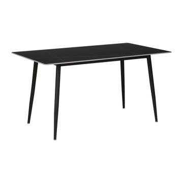 Masa Gustas piatra sinterizata marmura negru picior metal negru 160x80x75 cm