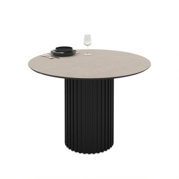 Masa Rotunda Olympus Anemon, Ø110x76 cm, MDF, Negru/Beige