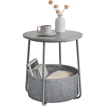 Masuta pentru cafea Vasagle, D45 x 51 cm, PAL/otel/poliester, gri dove/gri ardezie