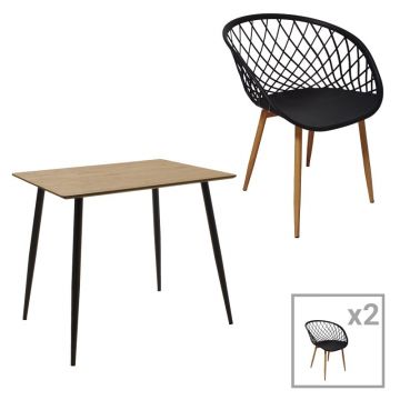 Set de 3 buc mese Ezra-Cuba pp-mdf culoare negru-sonoma 70x70x75 cm