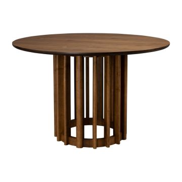 Masă de dining rotundă cu blat cu aspect de lemn de nuc ø 120 cm Barlet – Dutchbone