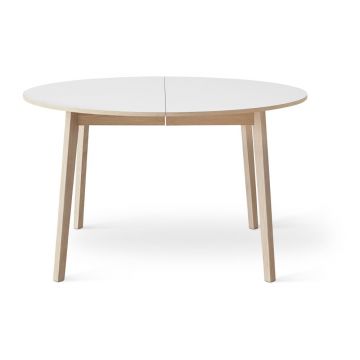 Masă de dining rotundă extensibilă cu blat alb cu blat suplimentar ø 130 cm Single – Hammel Furniture