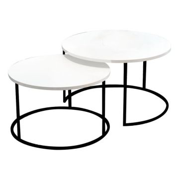 Set 2 masute de cafea Solme Pako World Bej 75x75x45 cm