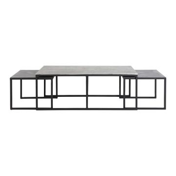 Măsuțe de cafea negre/gri-închis 3 buc. din metal 50x120 cm Kumalu – Light & Living