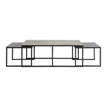 Măsuțe de cafea negre/în culoarea bronz 3 buc. din metal 50x120 cm Kumalu – Light & Living