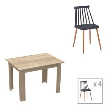 Set dining Manka-Aurora I, Pako World, 5 piese, Sonoma-Negru, 110x80x77 cm Set dining Manka-Aurora I, Pako World, 5 piese, Sonoma-Negru, 110x80x77 cm