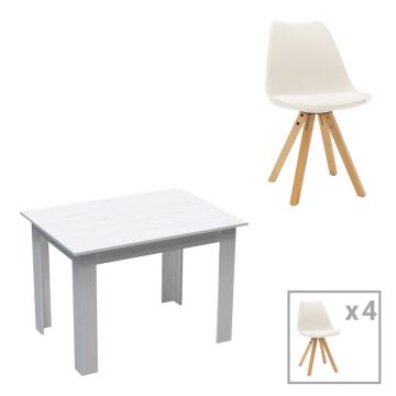 Set dining Manka-Caron, Pako World, 5 piese, Alb, 110x80x77 cm Set dining Manka-Caron, Pako World, 5 piese, Alb, 110x80x77 cm
