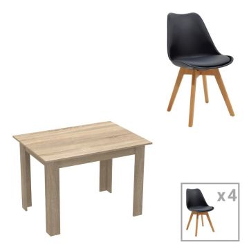 Set dining Manka-Gaston, Pako World, 5 piese, Sonoma-Negru, 110x80x77 cm Set dining Manka-Gaston, Pako World, 5 piese, Sonoma-Negru, 110x80x77 cm