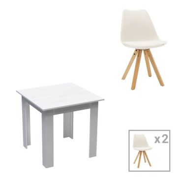 Set dining Manka I-Caron, Pako World, 3 piese, Alb, 80x80x77 cm Set dining Manka I-Caron, Pako World, 3 piese, Alb, 80x80x77 cm