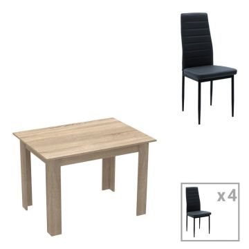 Set dining Manka-Parker, Pako World, 5 piese, Negru-Sonoma, 110x80x77 cm Set dining Manka-Parker, Pako World, 5 piese, Negru-Sonoma, 110x80x77 cm