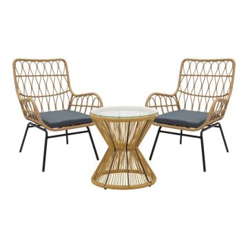 Set dining Naoki, pako World, 3 piese, ratan, Natural Set dining Naoki, pako World, 3 piese, ratan, Natural