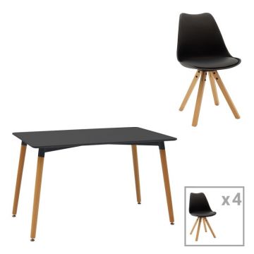 Set dining Natali-Caron, Pako World, MDF, 5 piese, Natural, 120x80x76 cm Set dining Natali-Caron, Pako World, MDF, 5 piese, Natural, 120x80x76 cm