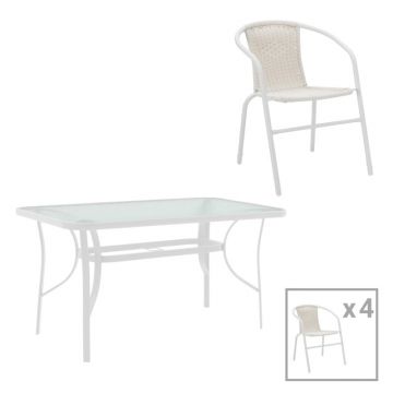 Set dining Obbi-Ensure, Pako World, Metal, Alb, 120x70x70 cm Set dining Obbi-Ensure, Pako World, Metal, Alb, 120x70x70 cm