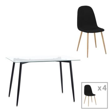 Set dining Quana-Bella, Pako World, 5 piese, Negru, 120x70x75 cm Set dining Quana-Bella, Pako World, 5 piese, Negru, 120x70x75 cm