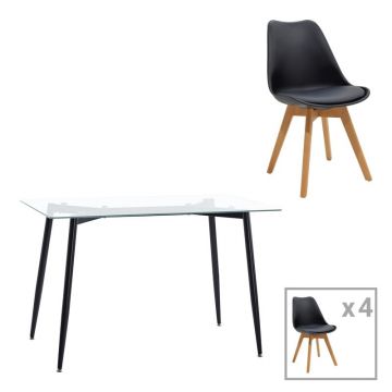 Set dining Quana-Gaston, Pako World, 5 piese, Negru, 120x70x75 cm Set dining Quana-Gaston, Pako World, 5 piese, Negru, 120x70x75 cm