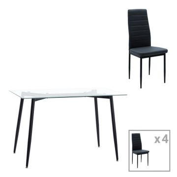 Set dining Quana-Parker, Pako World, 5 piese, Negru, 120x70x75 cm Set dining Quana-Parker, Pako World, 5 piese, Negru, 120x70x75 cm