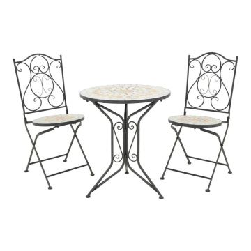 Set dining Sellis, Pako World, 3 piese, Mozaic, Negru Set dining Sellis, Pako World, 3 piese, Mozaic, Negru