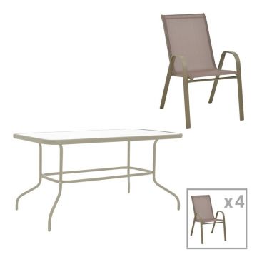 Set dining Valor-Calan, Pako World, Metal, Sampanie, 110x60x70 cm Set dining Valor-Calan, Pako World, Metal, Sampanie, 110x60x70 cm