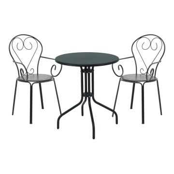 Set dining Vergo-Monasti, Pako World, 3 piese, Metal, Negru Set dining Vergo-Monasti, Pako World, 3 piese, Metal, Negru