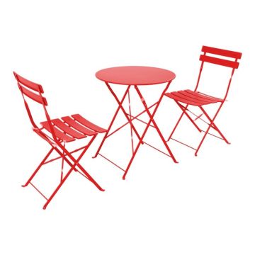 Set masa pliabila Bistro, Pako World, 3 piese, Metal, Rosu, 60x60x71 cm Set masa pliabila Bistro, Pako World, 3 piese, Metal, Rosu, 60x60x71 cm