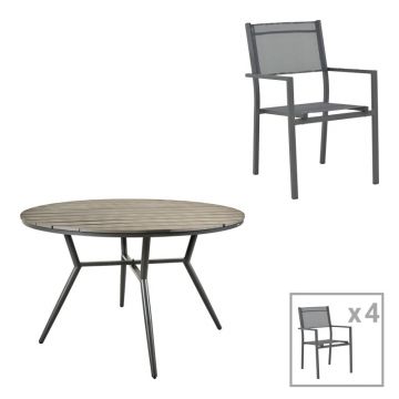 Set masa si scaune Appa-Moly, Pako World, 5 piese, Antracit, 120x120x74 cm Set masa si scaune Appa-Moly, Pako World, 5 piese, Antracit, 120x120x74 cm