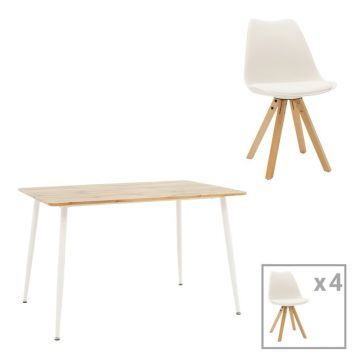 Set masa si scaune dining Cuba, Sonoma-Alb, 120x80x75 cm Set masa si scaune dining Cuba, Sonoma-Alb, 120x80x75 cm