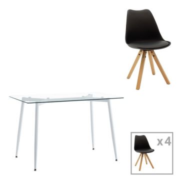 Set masa si scaune dining Quana, Negru, 120x70x75 cm Set masa si scaune dining Quana, Negru, 120x70x75 cm