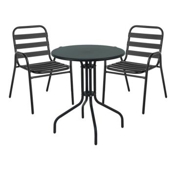 Set masa si scaune dining Sussie, Pako World, Negru, 60x60x70 cm Set masa si scaune dining Sussie, Pako World, Negru, 60x60x70 cm