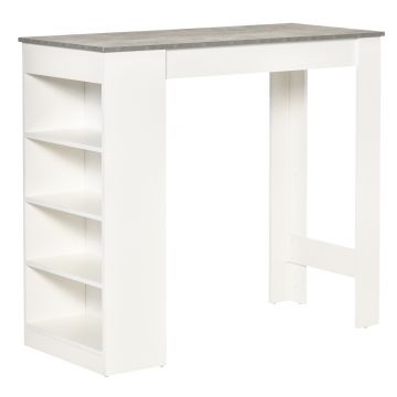 HOMCOM Masă de Bar Masă Înaltă Tip Bistró de Bucătărie cu Raft de 4 Nivele Stil Modern din Melamină pentru Dining Sufragerie 115x50x102,7 cm Alb și Gri | Aosom Romania HOMCOM Masă de Bar Masă Înaltă Tip Bistró de Bucătărie cu Raft de 4 Nivele Stil Modern din Melamină pentru Dining Sufragerie 115x50x102,7 cm Alb și Gri | Aosom Romania
