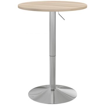 HOMCOM Masă de bar rotundă masă înaltă bucătărie reglabilă în înălțime 69-91 cm blat pivotant la 360° natural și gri | Aosom Romania HOMCOM Masă de bar rotundă masă înaltă bucătărie reglabilă în înălțime 69-91 cm blat pivotant la 360° natural și gri | Aosom Romania