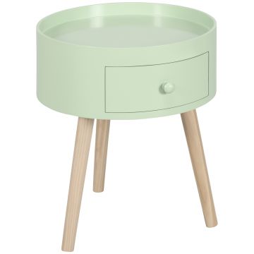 HOMCOM Masa de cafea masa de noapte masa de noapte rotunda design scandinav masa de suport cu sertar picioare subiri inclinate | Aosom Romania HOMCOM Masa de cafea masa de noapte masa de noapte rotunda design scandinav masa de suport cu sertar picioare subiri inclinate | Aosom Romania