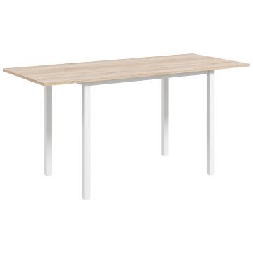 HOMCOM Masă de Comedor Extensibilă cu Picioare de Oțel pentru 4-6 Persoane 160x70x76 cm Lemn Natural | Aosom Romania HOMCOM Masă de Comedor Extensibilă cu Picioare de Oțel pentru 4-6 Persoane 160x70x76 cm Lemn Natural | Aosom Romania
