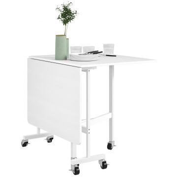 HOMCOM Masă de Dining Pliabilă pentru 4-6 Persoane cu Roți și Aripile Pliabile Masă Pliabilă pentru Bucătărie 120x80x73 cm Alb | Aosom Romania HOMCOM Masă de Dining Pliabilă pentru 4-6 Persoane cu Roți și Aripile Pliabile Masă Pliabilă pentru Bucătărie 120x80x73 cm Alb | Aosom Romania