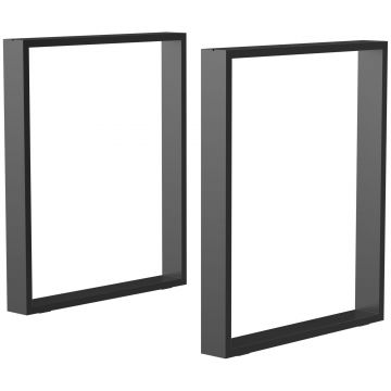 HOMCOM Set 2 Picioare de Masă Dreptunghiulare din Oțel, 60x8x72 cm, Negru | Aosom Romania HOMCOM Set 2 Picioare de Masă Dreptunghiulare din Oțel, 60x8x72 cm, Negru | Aosom Romania