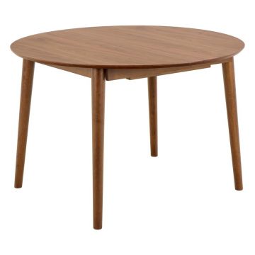 Masă de dining rotundă extensibilă cu aspect de lemn de nuc cu blat suplimentar ø 115 cm Montreux – Actona Masă de dining rotundă extensibilă cu aspect de lemn de nuc cu blat suplimentar ø 115 cm Montreux – Actona