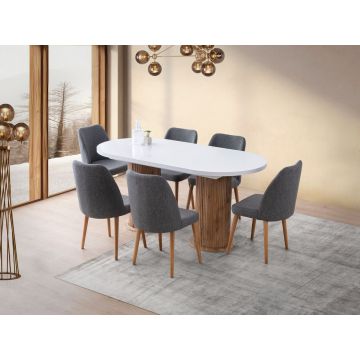 Masa extensibila, Nmobb, Gusto, 180x77x90 cm, PAL, Alb Masa extensibila, Nmobb, Gusto, 180x77x90 cm, PAL, Alb