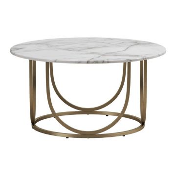 Măsuță de cafea albă-aurie, rotundă, cu aspect de marmură ø 79 cm Gwyneth – CosmoLiving by Cosmopolitan Măsuță de cafea albă-aurie, rotundă, cu aspect de marmură ø 79 cm Gwyneth – CosmoLiving by Cosmopolitan