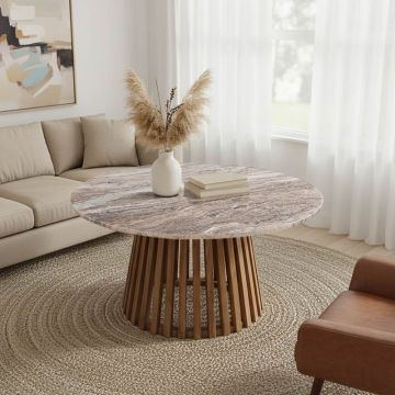 Masuta de cafea Mable boho Maro 100x100x45 cm Masuta de cafea Mable boho Maro 100x100x45 cm