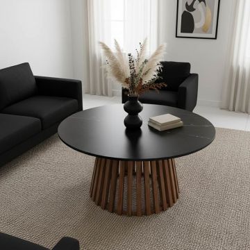 Masuta de cafea Mable boho Negru 100x100x45 cm Masuta de cafea Mable boho Negru 100x100x45 cm